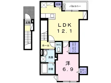 カルム小日向(1LDK/2階)の間取り写真