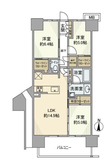 メイツ深川住吉(3LDK/9階)の間取り写真