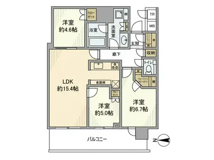 パークタワー晴海(3LDK/20階)の間取り写真