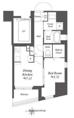 ドゥーエ亀戸Ⅱ(1DK/10階)の間取り写真