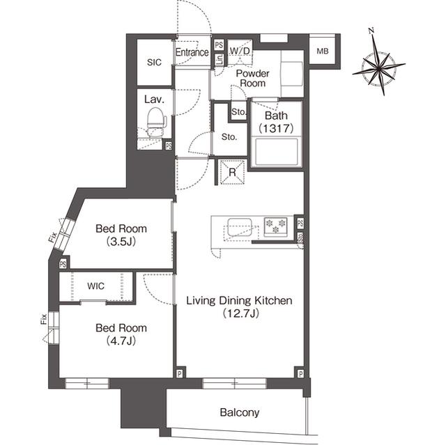 コンフォリア東上野(2LDK/12階)の間取り写真