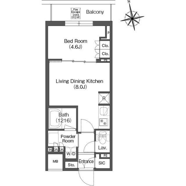 コンフォリア東上野(1LDK/14階)の間取り写真