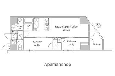 ルクレ東日本橋駅前(2LDK/7階)の間取り写真