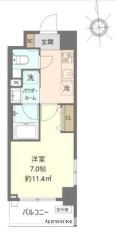 NINE-HARVEST(1K/4階)の間取り写真