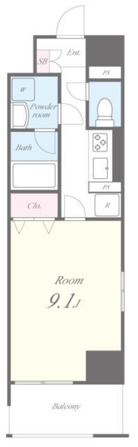 スカイガーデン(1K/8階)の間取り写真