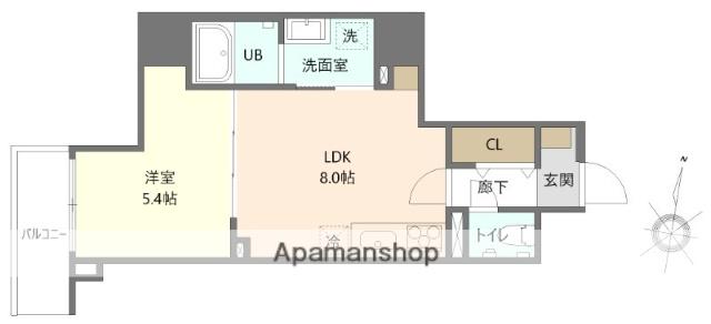 オークレジデンス亀沢(1LDK/6階)の間取り写真