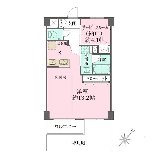 パークサイド六本木(ワンルーム/1階)の間取り写真