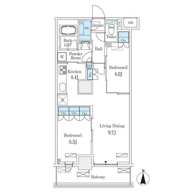 フロンティアレジデンス錦糸公園(2LDK/6階)の間取り写真