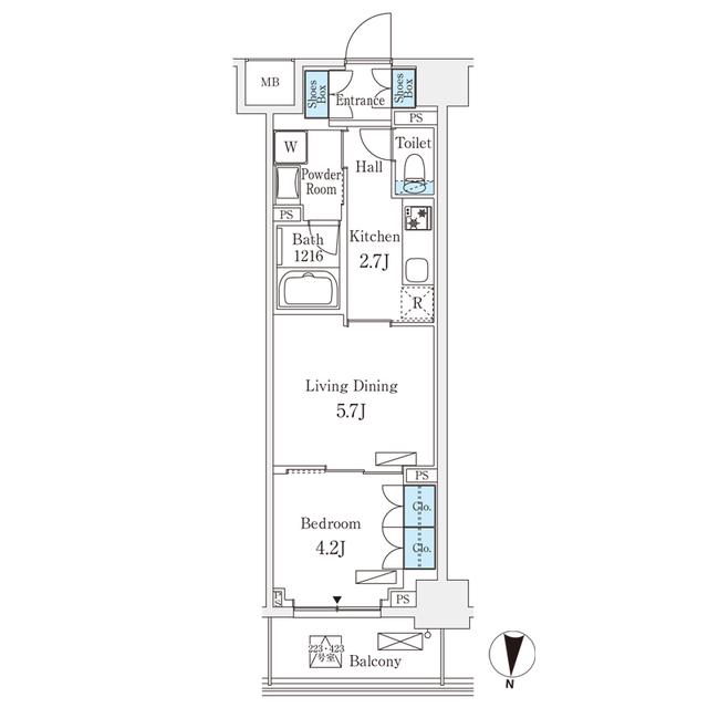 フロンティアレジデンス錦糸公園(1LDK/2階)の間取り写真