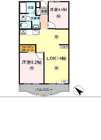 アメニティ芦田第3マンション(2LDK/2階)の間取り写真