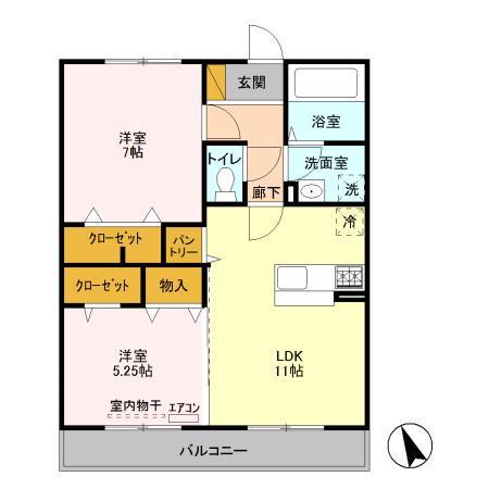 ルーチェ南八幡(2LDK/2階)の間取り写真