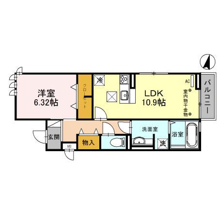 ル・ブラン立花(1LDK/1階)の間取り写真