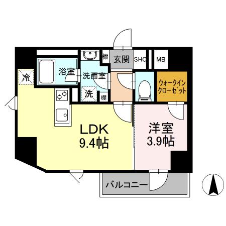 グランジット白金高輪(1LDK/6階)の間取り写真