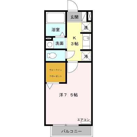 ラ フローラ(1K/2階)の間取り写真