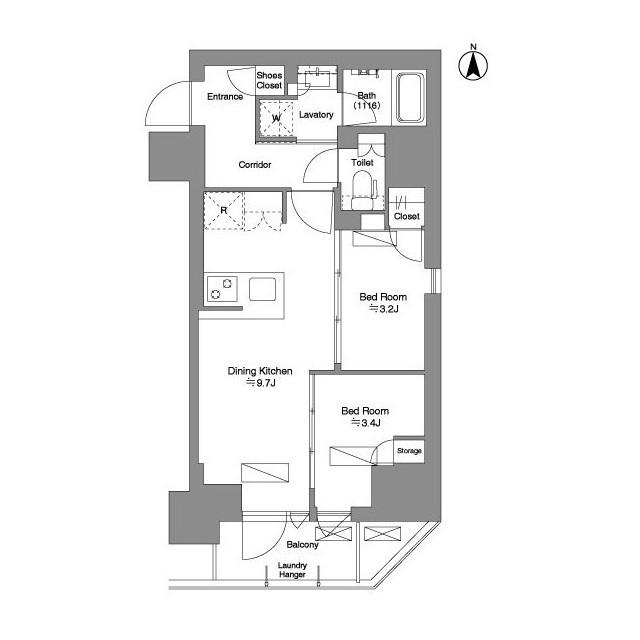 BRILLIA IST 新御徒町(2DK/12階)の間取り写真