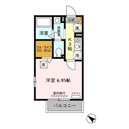 メルベーユ(1K/1階)の間取り写真