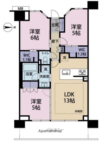 ガーラ・レジデンス川口西青木(3LDK/6階)の間取り写真