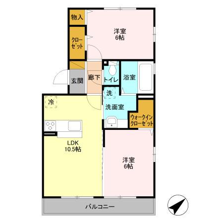 PLEIONE(2LDK/2階)の間取り写真