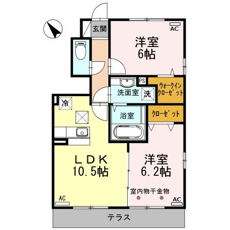 プレシャス ハートランド西小松川ⅡB棟(2LDK/1階)の間取り写真