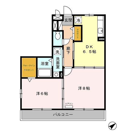 グランフィールド松江Ⅱ(2DK/3階)の間取り写真