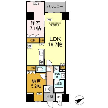 サンジョイアゼロ(1LDK/7階)の間取り写真