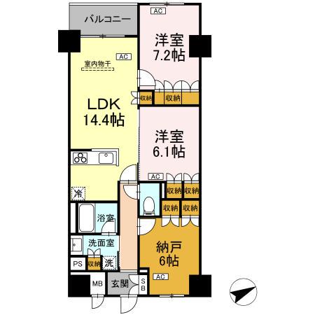 サンジョイアゼロ(2LDK/2階)の間取り写真