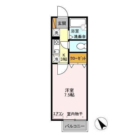 サンモール(1K/1階)の間取り写真