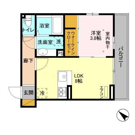 ウィン行徳(1LDK/2階)の間取り写真