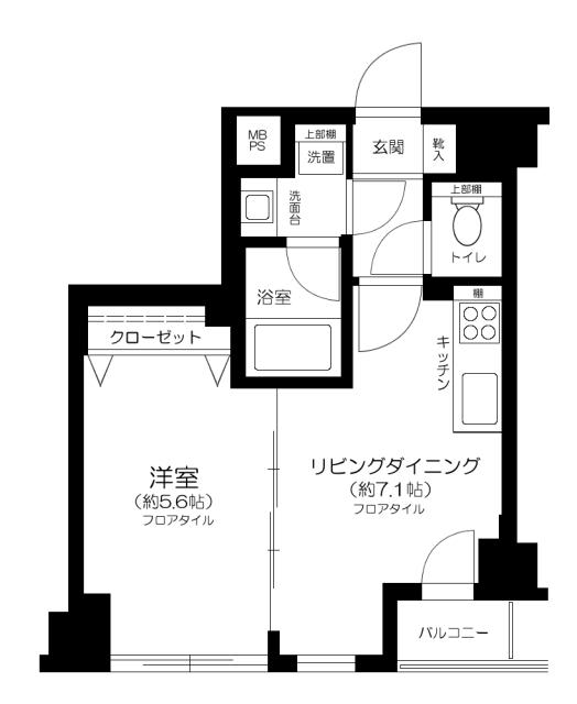 ダイアパレス飯田橋2(1LDK/6階)の間取り写真