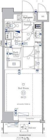 ジェノヴィア亀戸Ⅴ(1K/2階)の間取り写真