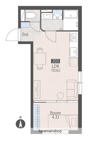 リバーサイド木場(1LDK/3階)の間取り写真