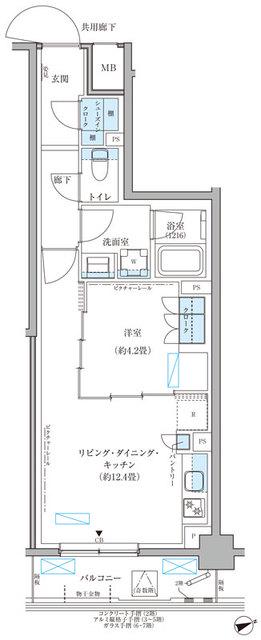 パークアクシス文京本郷(1LDK/6階)の間取り写真