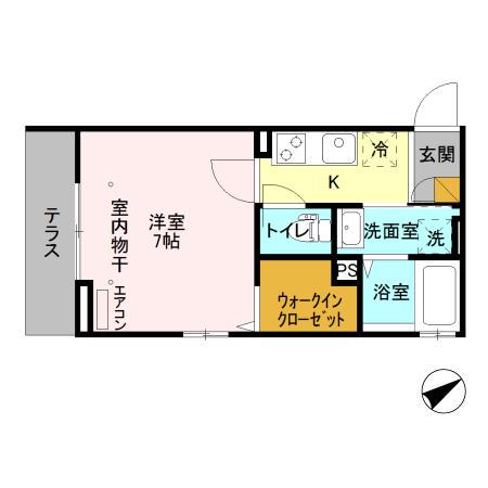 フルール・ヴィラ(1K/1階)の間取り写真