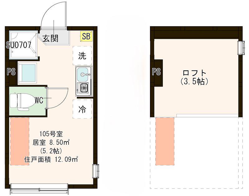 メゾン フルール 小岩駅前(ワンルーム/1階)の間取り写真