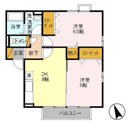 メゾン・ド・サンセール イースト・ウエスト イースト(2DK/2階)の間取り写真