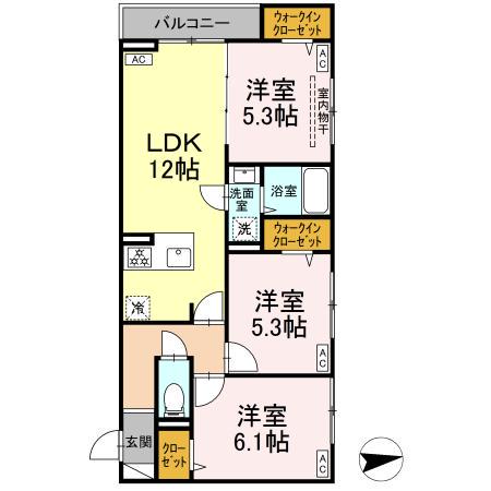 セレスティア東葛西IV(3LDK/3階)の間取り写真