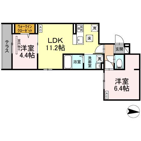 アンソレイエII(2LDK/3階)の間取り写真