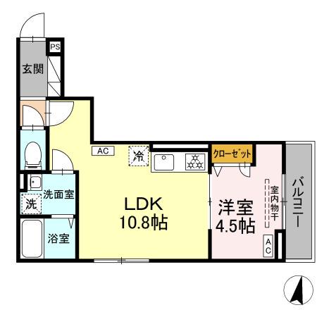 セレスティア大島(1LDK/2階)の間取り写真