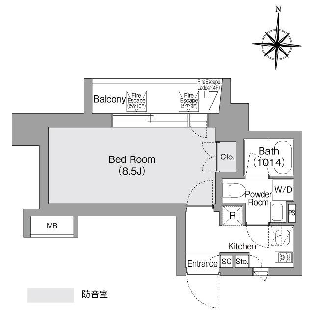 コンフォリア・リヴ森下MUTIO(1K/8階)の間取り写真