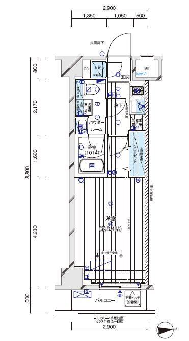 メインステージ入谷Ⅴ(1K/2階)の間取り写真