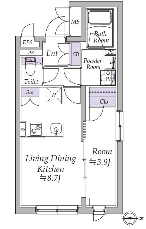 アトリオフラッツ日暮里(1LDK/2階)の間取り写真