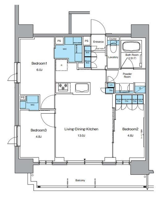 ルフォンプログレ上野御徒町(3LDK/10階)の間取り写真