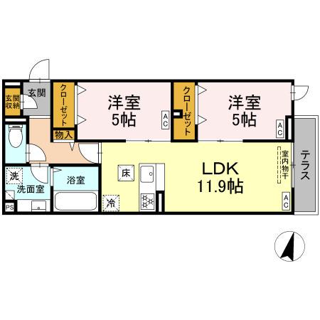 セレスティア江戸川II(2LDK/1階)の間取り写真