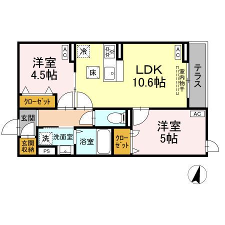 セレスティア江戸川II(2LDK/1階)の間取り写真