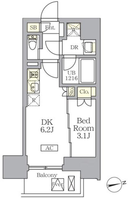 ザ・ライオンズフォーシア文京湯島(1DK/10階)の間取り写真