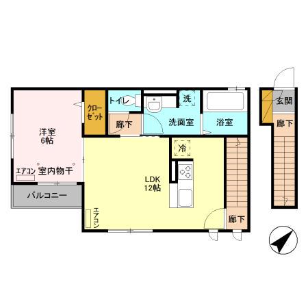 東京地下鉄東西線 南行徳駅 徒歩9分 2階建 築9年(1LDK/2階)の間取り写真