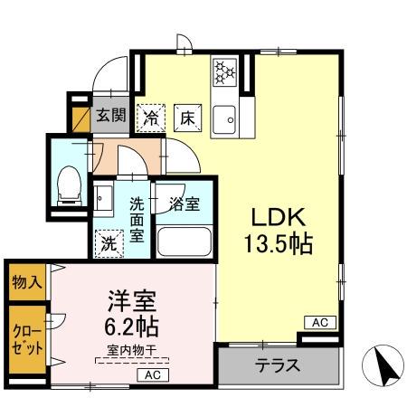 フォルトゥーナ北葉(1LDK/1階)の間取り写真