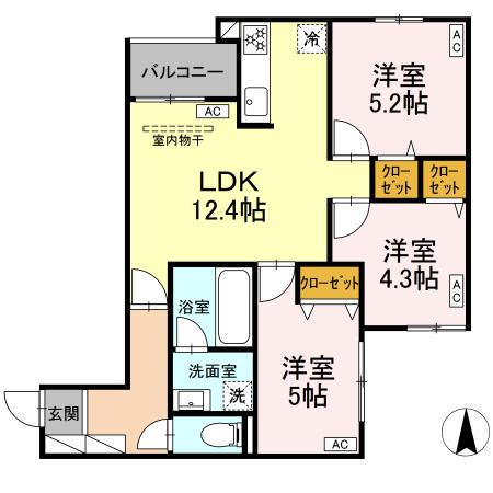 MOCRAFT中葛西(3LDK/3階)の間取り写真