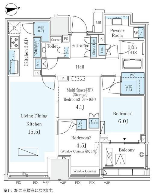 パークコート ザ・三番町ハウス(2SLDK/3階)の間取り写真