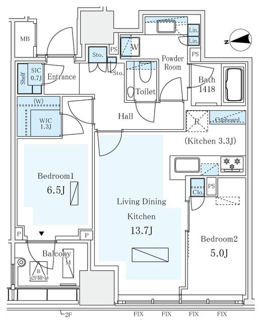 パークコート ザ・三番町ハウス(2LDK/9階)の間取り写真